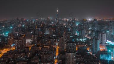 南京CBD紫峰大厦夜景延时固定延时摄影